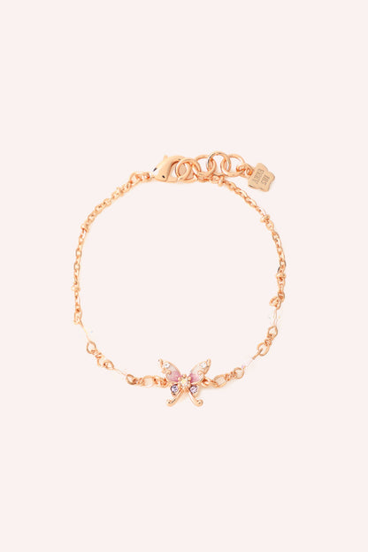 Bracelet, rose gold Toned Bracelet Embellished with Purple Gems and a Purple Butterfly Charm