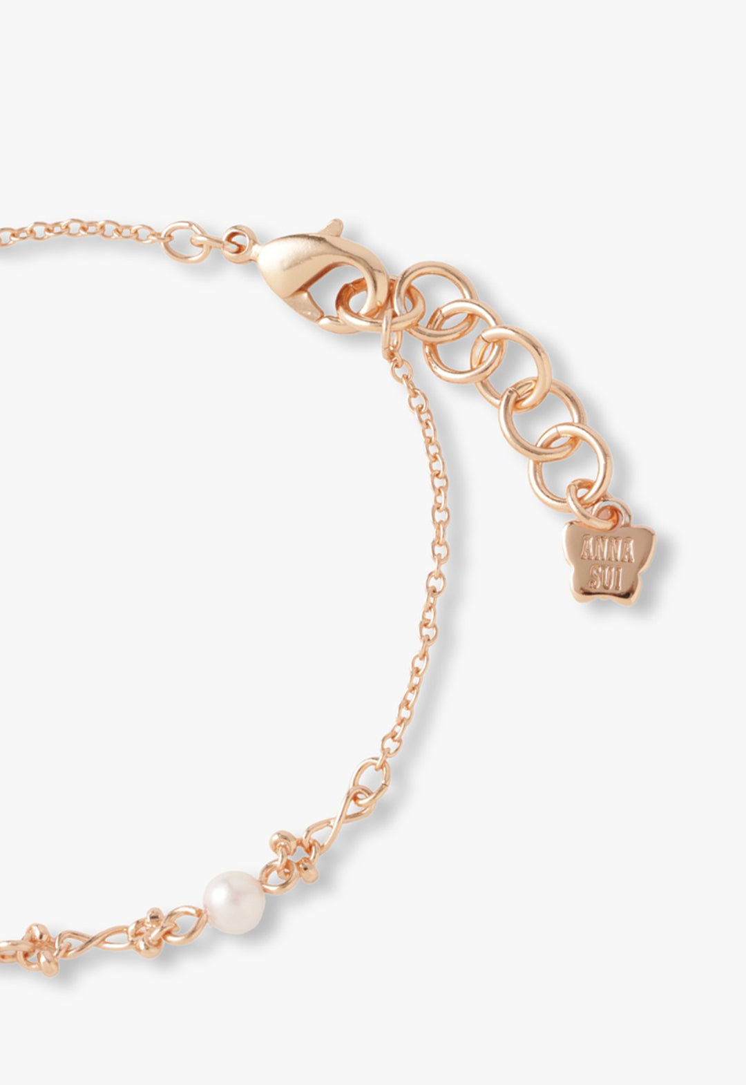 Dainty Butterfly and Pearl Bracelet in Rose Gold