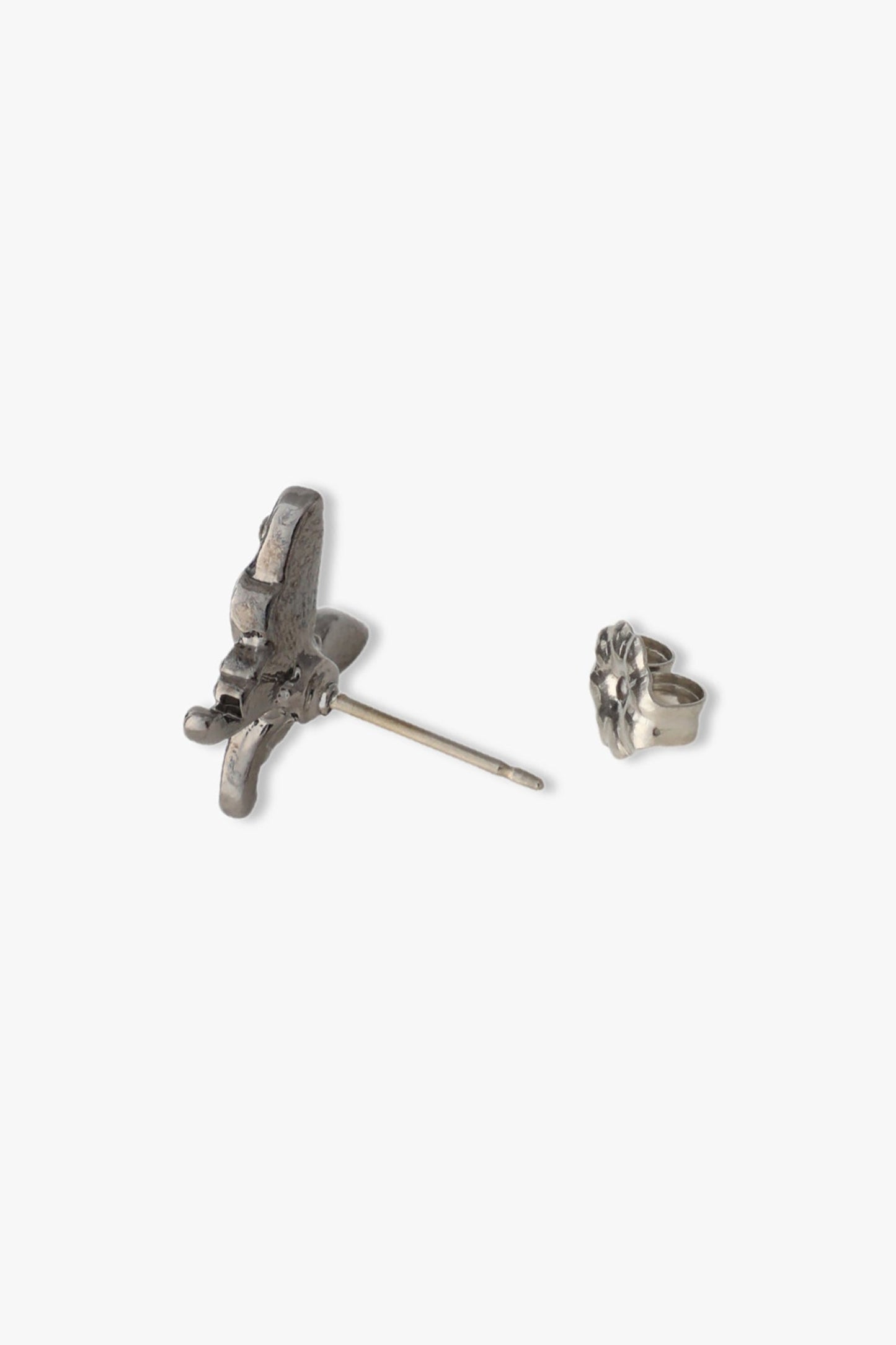 Detail of the Butterfly Stud system Earrings gunmetal plating