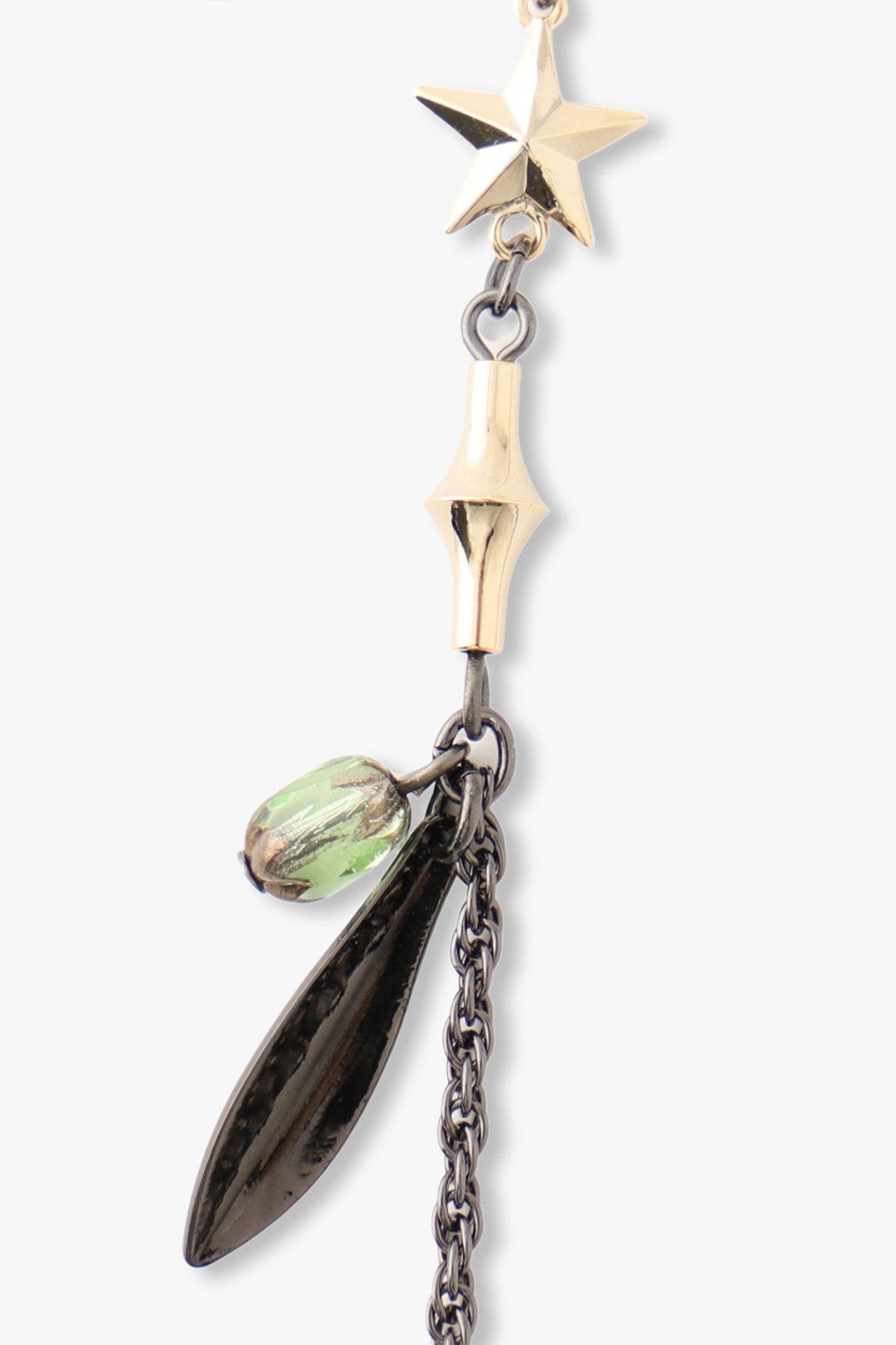 Panda Necklace, on the chain ensemble of golden star, 2-gems green and black under a golden tube