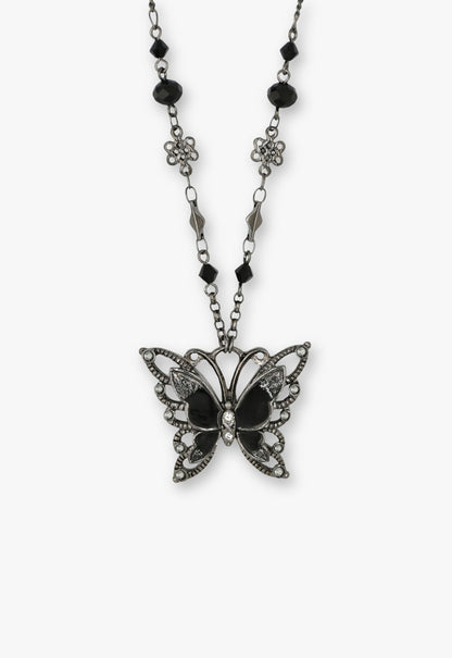 Midnight Noir Butterfly Statement Necklace
