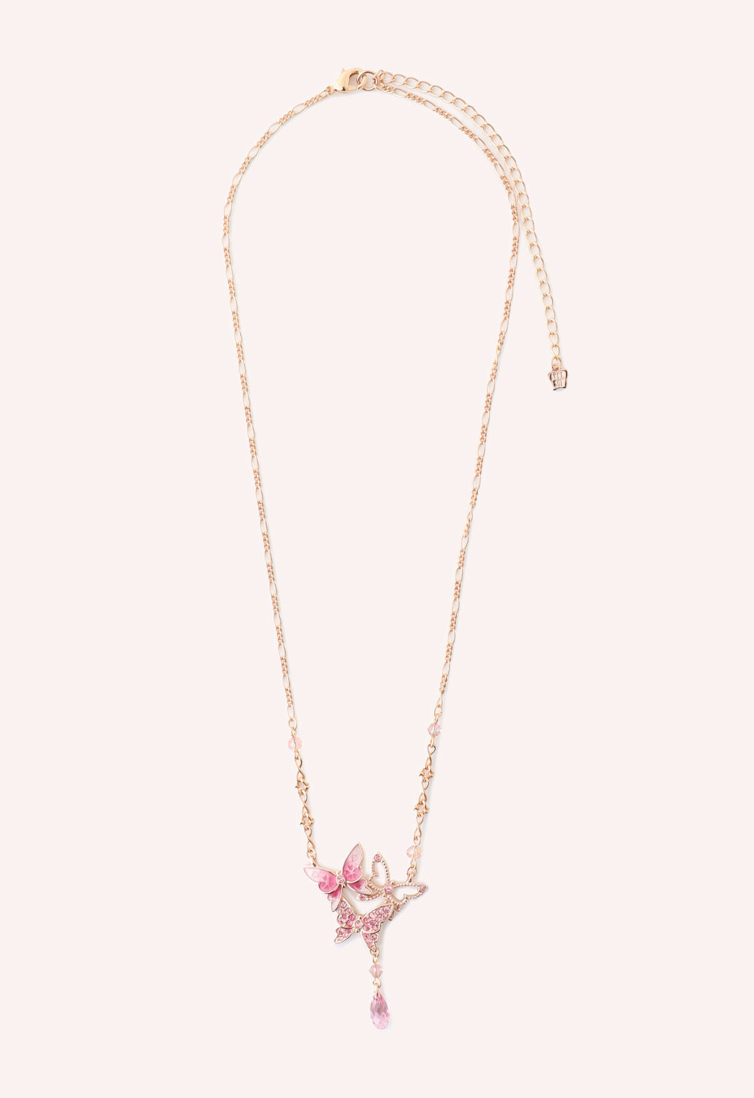 Bejeweled Butterfly Princess Necklace Pink Rosegold
