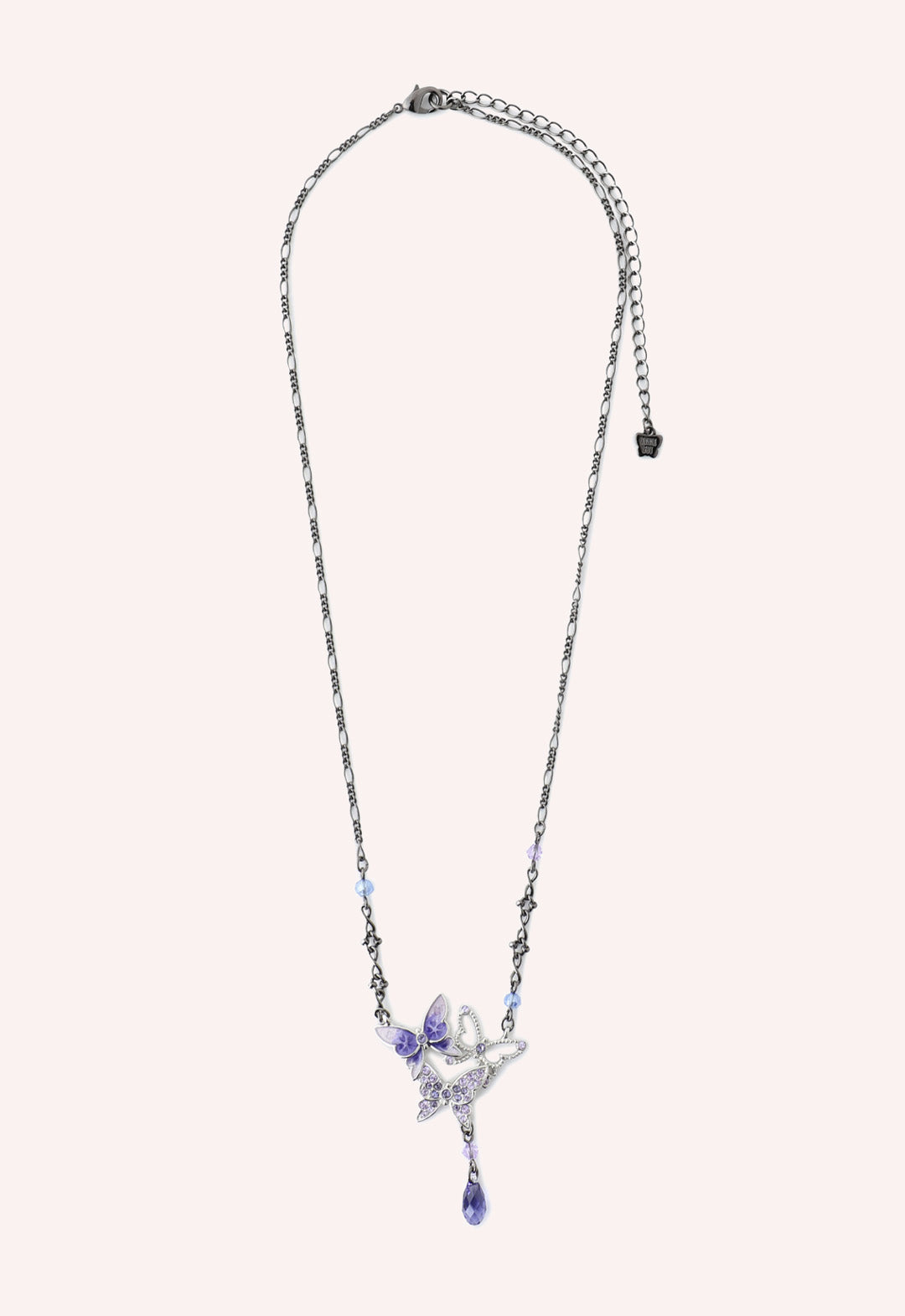 Bejeweled Butterfly Princess Necklace Violet Gunmetal