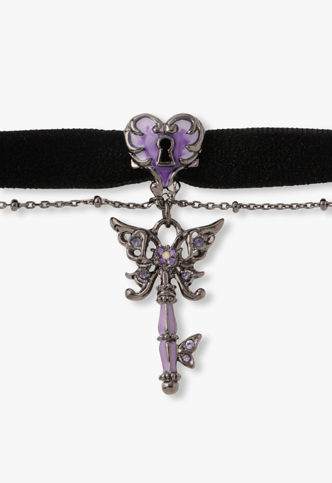 Victorian Butterfly Lock & Key Choker