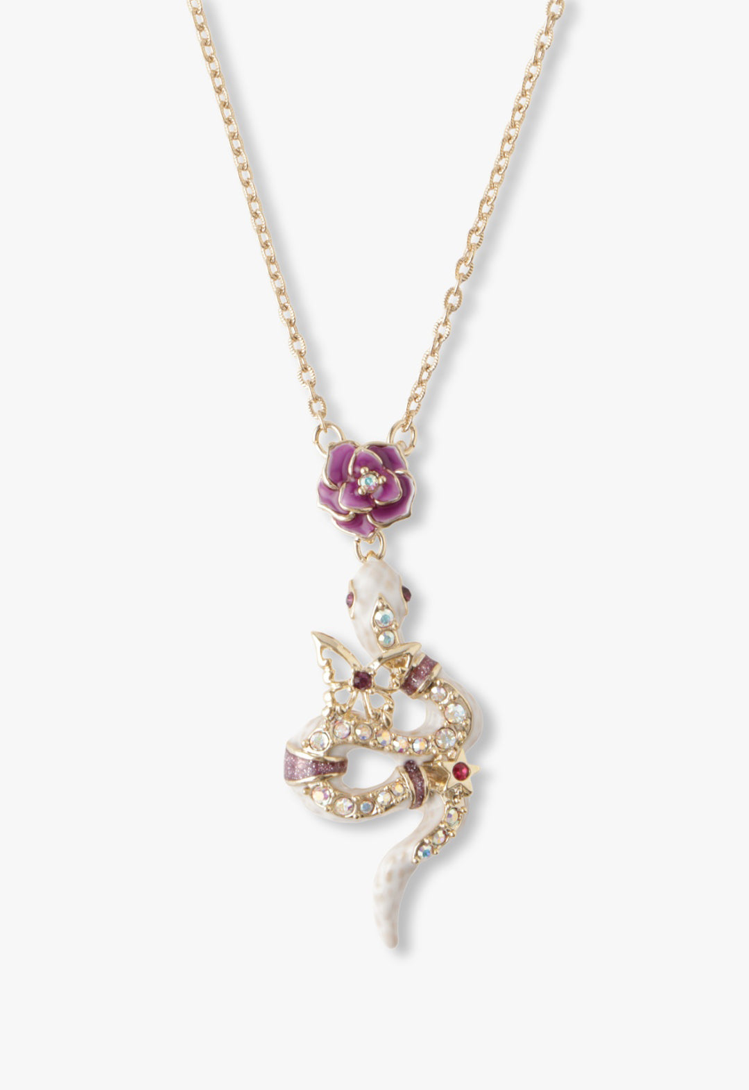 Enchanted Snake and Rose Necklace