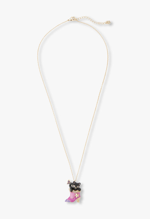 Mystical Cat & Butterfly Boot Necklace