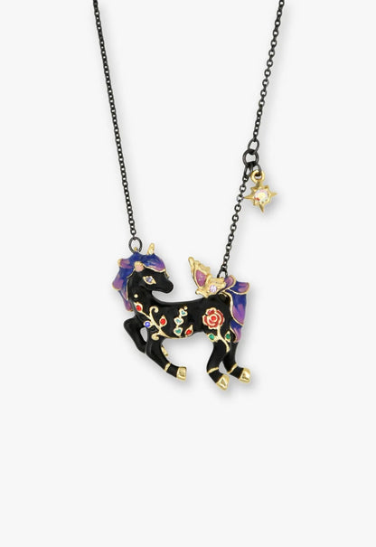 Twilight Unicorn Necklace - Black