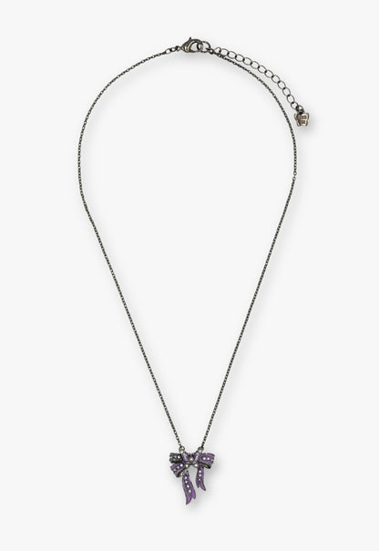 Dark Romance Butterfly Bow Necklace - Gunmetal