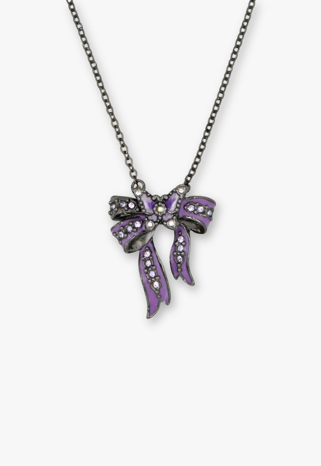 Dark Romance Butterfly Bow Necklace - Gunmetal