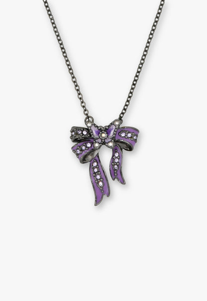 Dark Romance Butterfly Bow Necklace - Gunmetal
