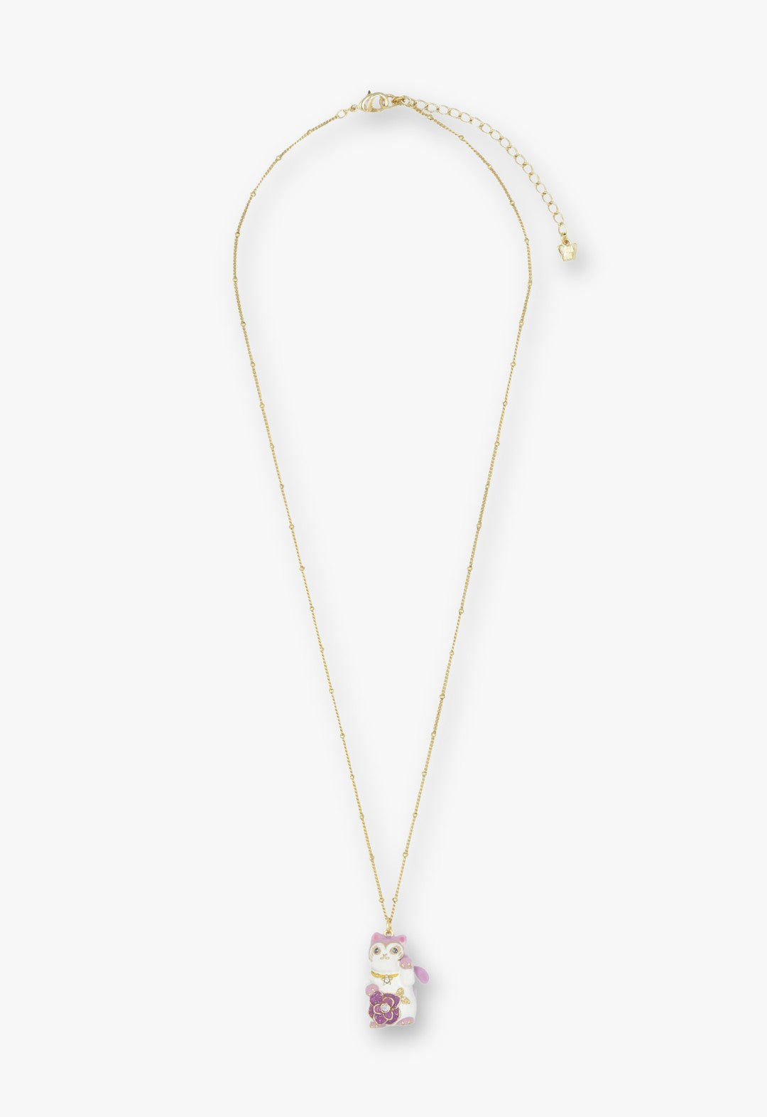 Lucky Cat Flower Necklace- Gold