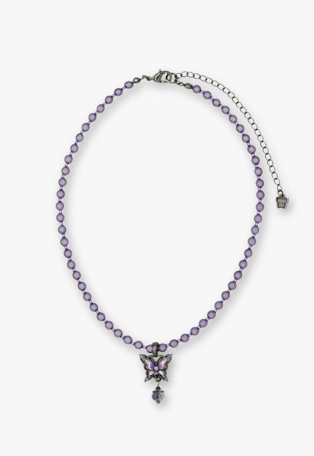 Purple Butterfly Pearl Choker - Gunmetal