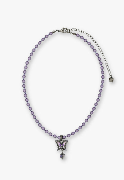 Purple Butterfly Pearl Choker - Gunmetal
