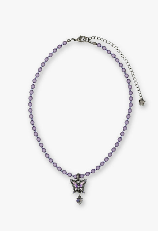 Purple Butterfly Pearl Choker - Gunmetal