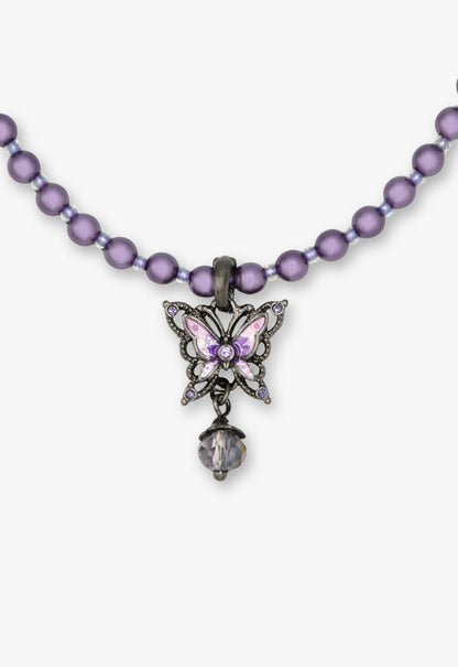 Purple Butterfly Pearl Choker - Gunmetal