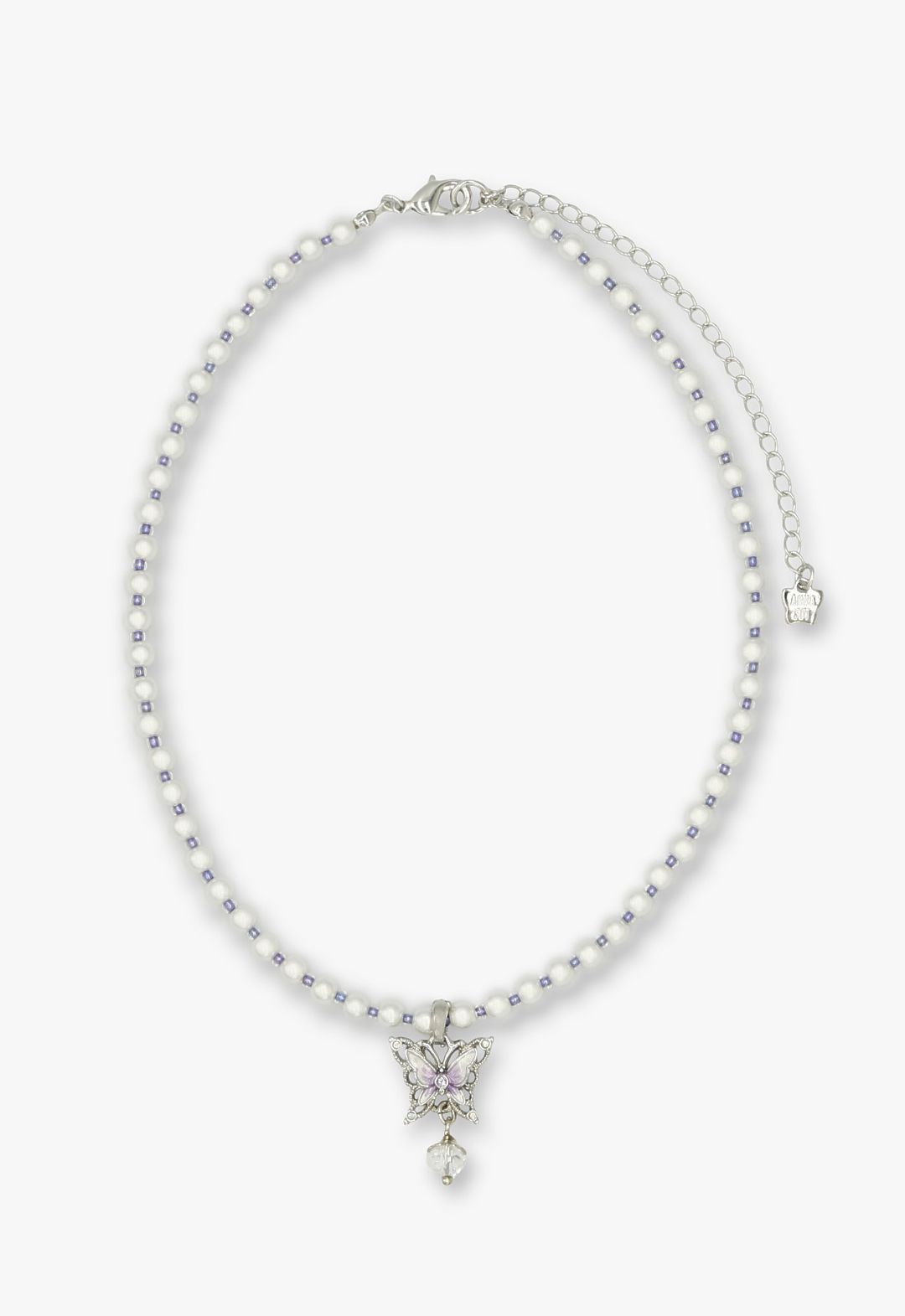 White & Purple Butterfly Pearl Choker