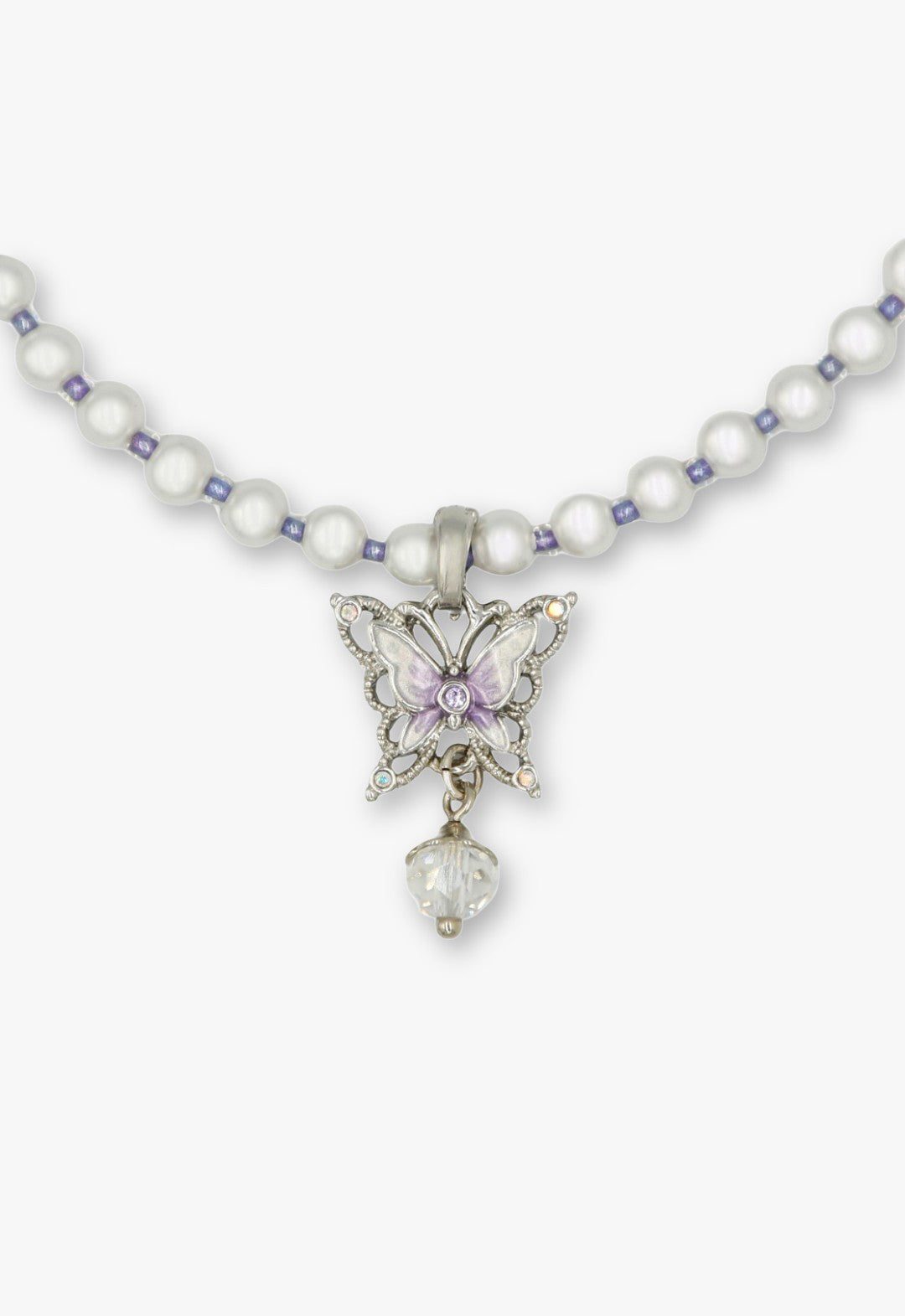White & Purple Butterfly Pearl Choker