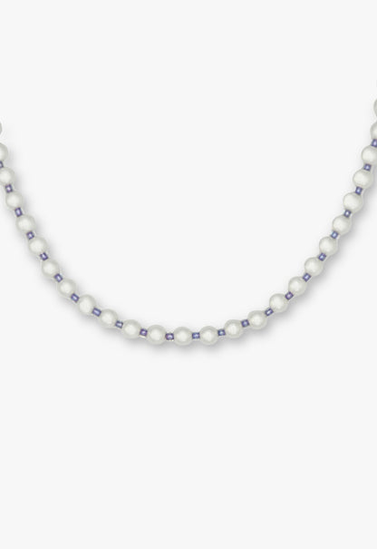 White & Purple Butterfly Pearl Choker