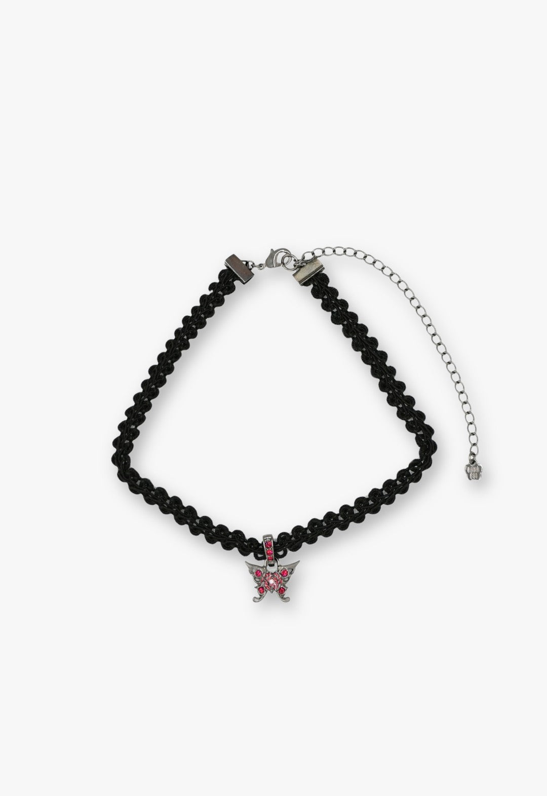 Red & Gunmetal Butterfly Lace Choker