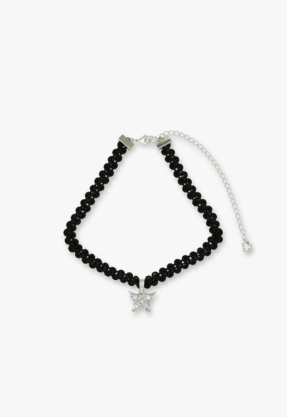 Silver Butterfly Lace Choker