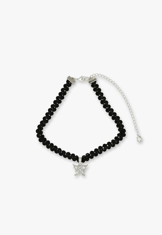 Silver Butterfly Lace Choker