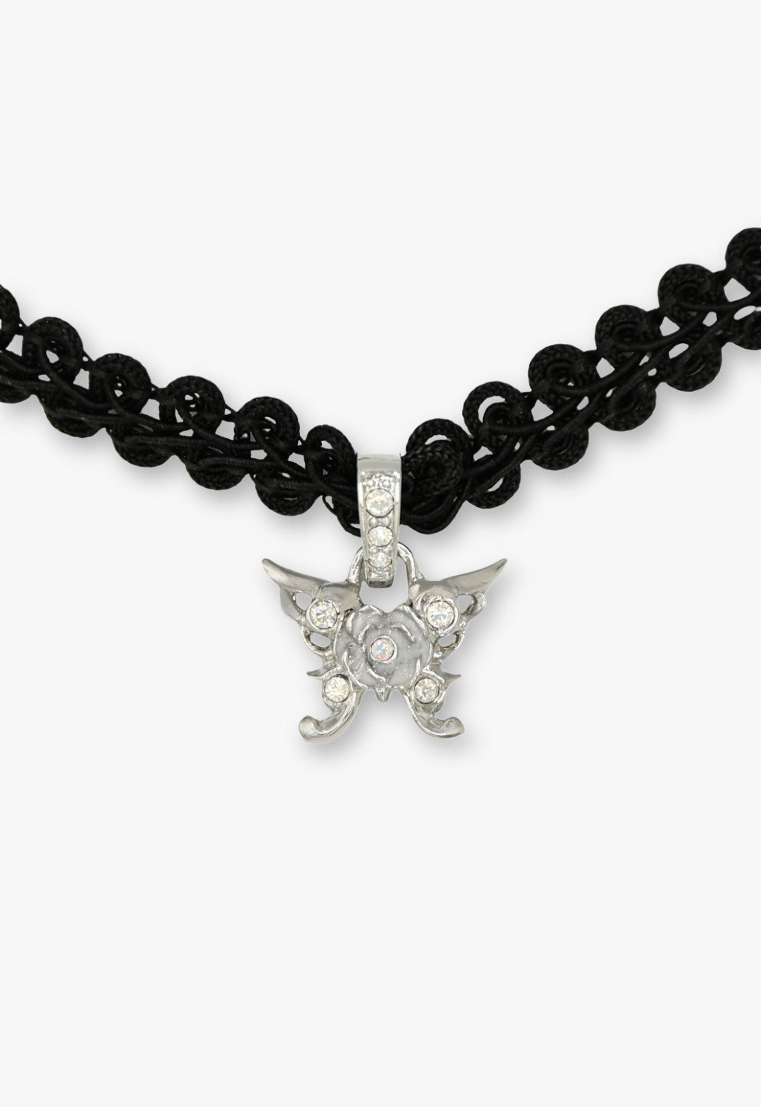 Silver Butterfly Lace Choker