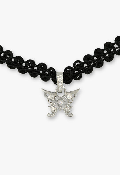 Silver Butterfly Lace Choker