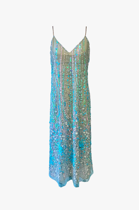 Waterfall Sequins Slip Dress