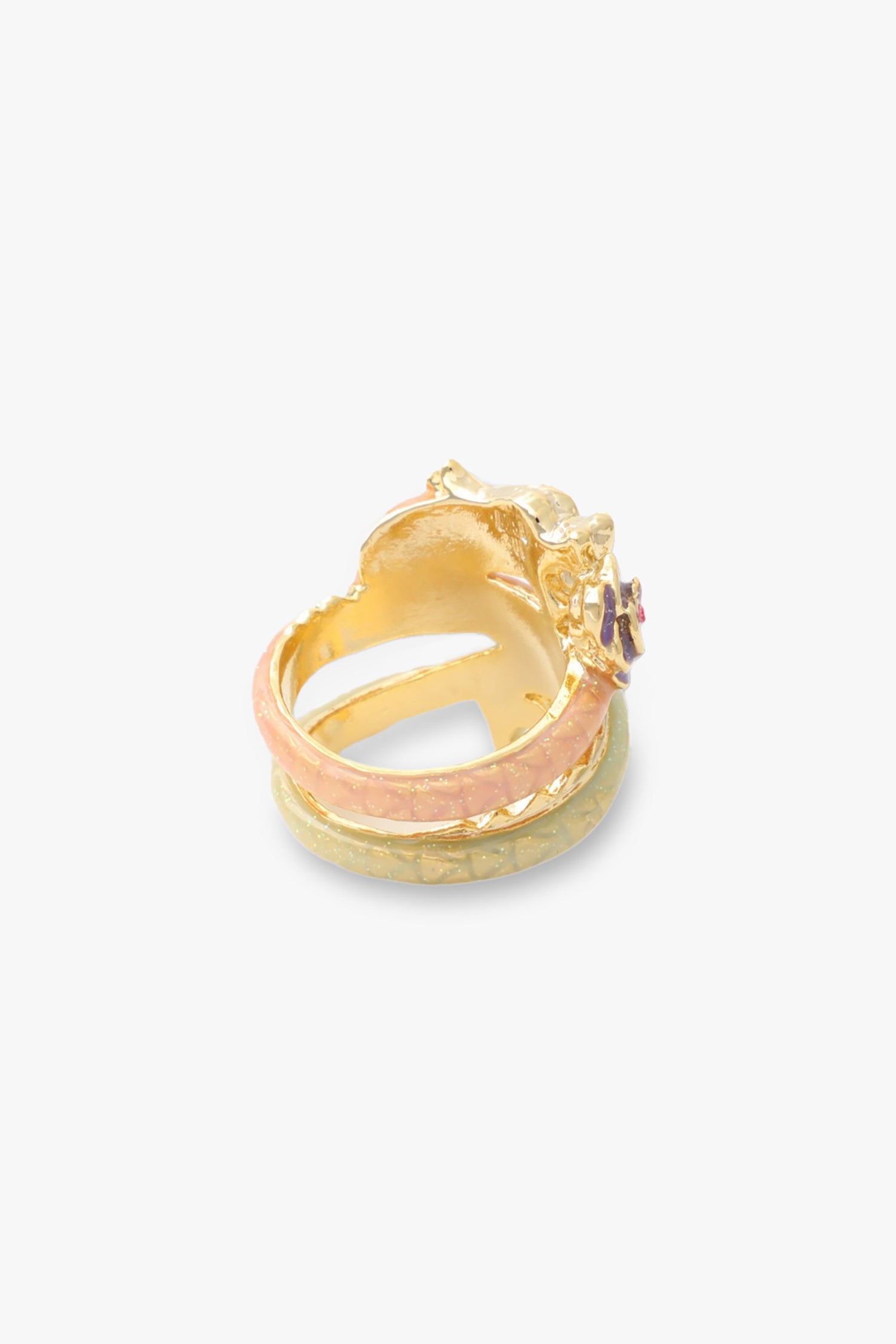 Inside detail of the Powerful dragon ring is gold metal