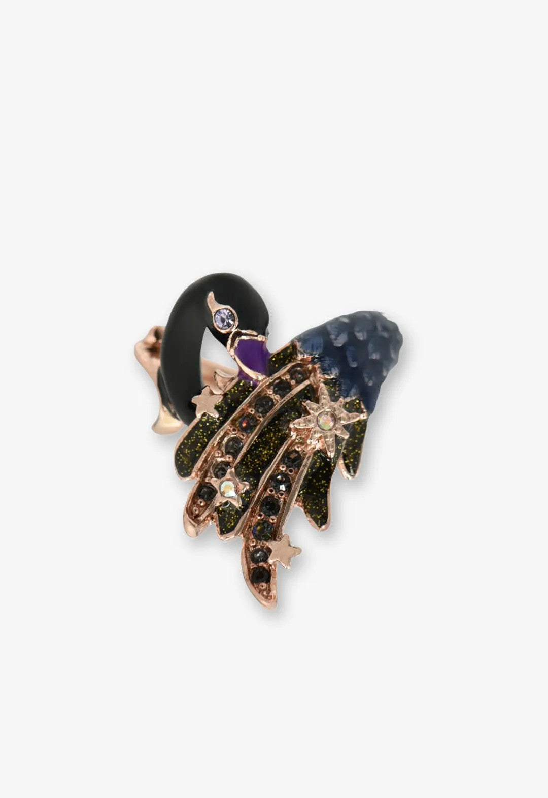 Celestial Swan Ring - Black