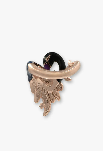 Celestial Swan Ring - Black