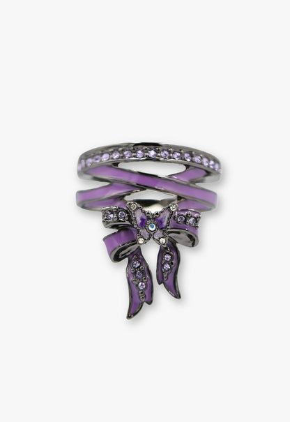 Dark Romantic Butterfly Bow Ring - Gunmetal