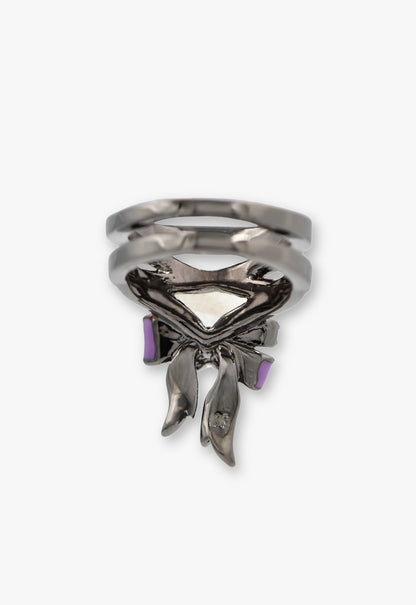 Dark Romantic Butterfly Bow Ring - Gunmetal