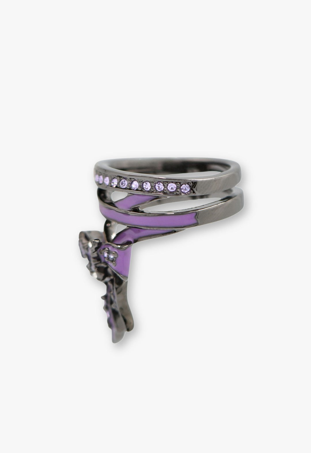 Dark Romantic Butterfly Bow Ring - Gunmetal