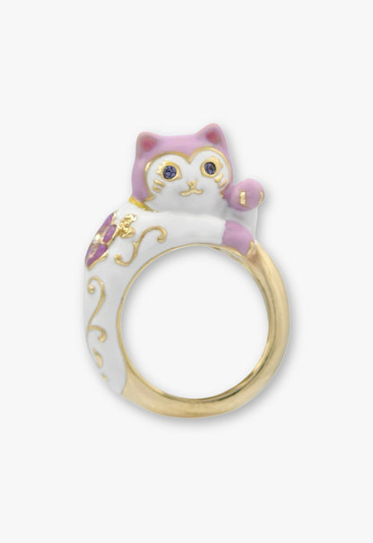 Lucky Cat Flower Ring- Gold