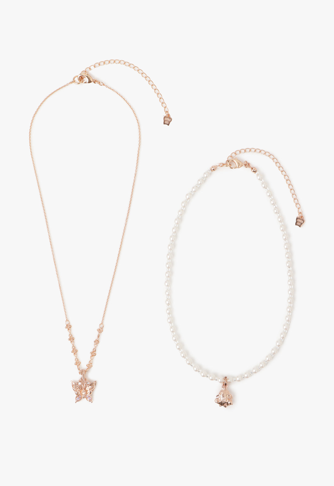 Butterfly & Rose Necklace Duo- Rose Gold