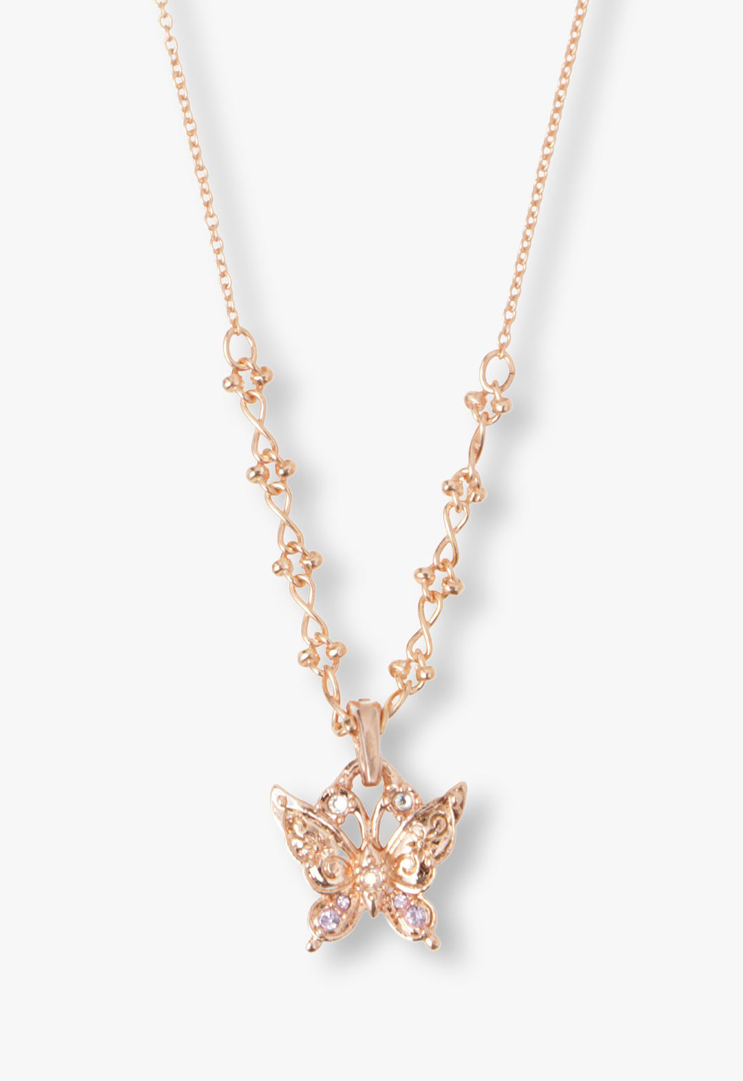 Butterfly & Rose Necklace Duo- Rose Gold