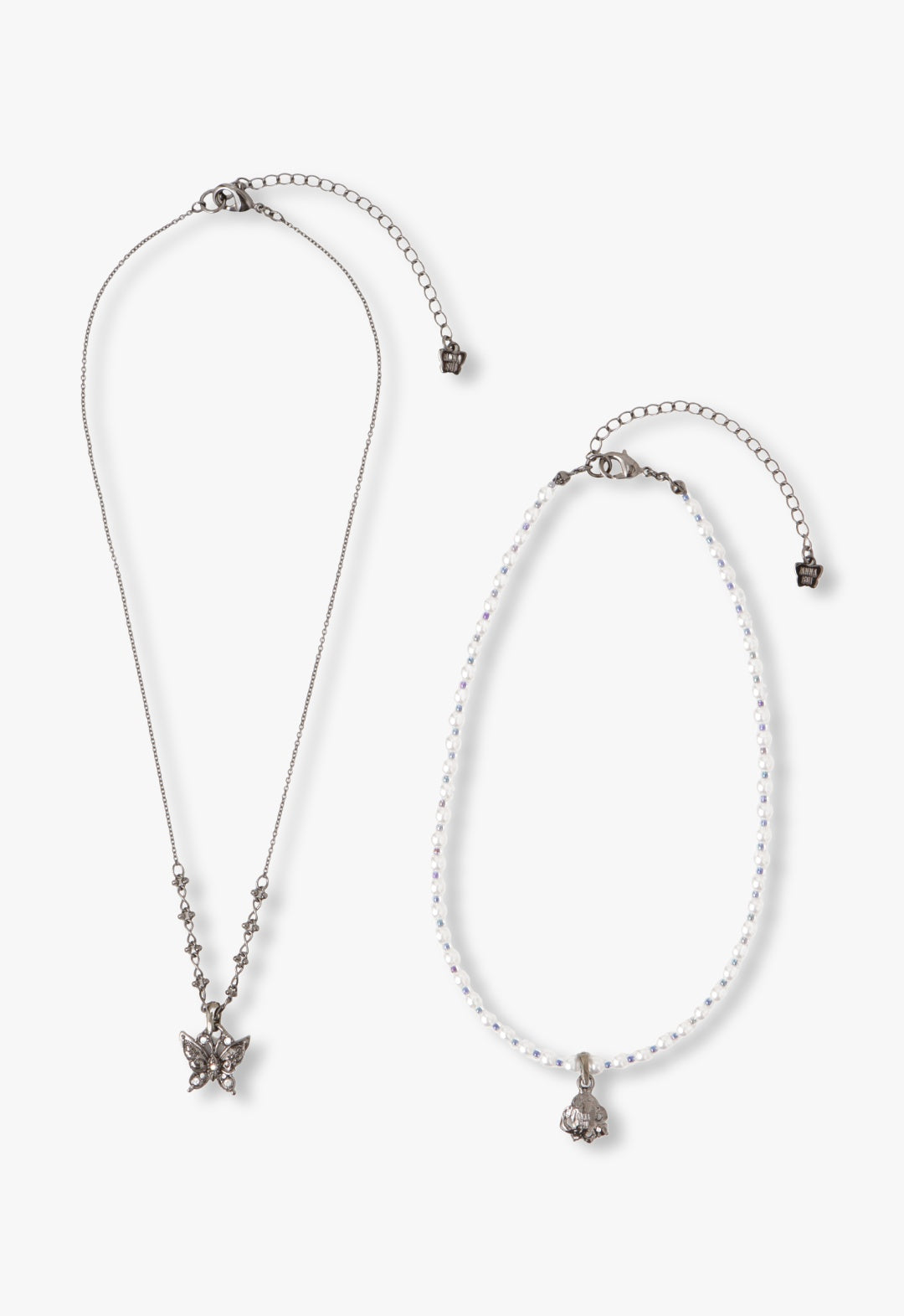 Butterfly & Rose Necklace Duo- Gunmetal