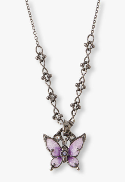 Butterfly & Rose Necklace Duo- Gunmetal