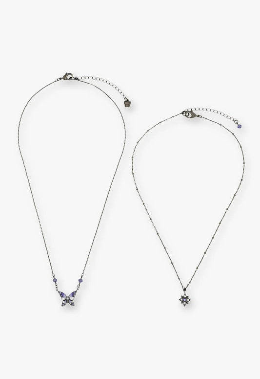 Shining Butterfly Necklace - Purple Gunmetal