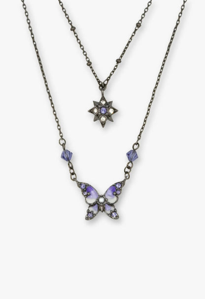 Shining Butterfly Necklace - Purple Gunmetal