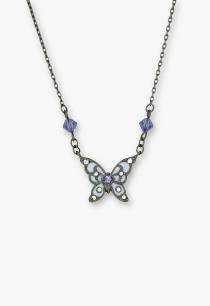 Shining Butterfly Necklace - Purple Gunmetal