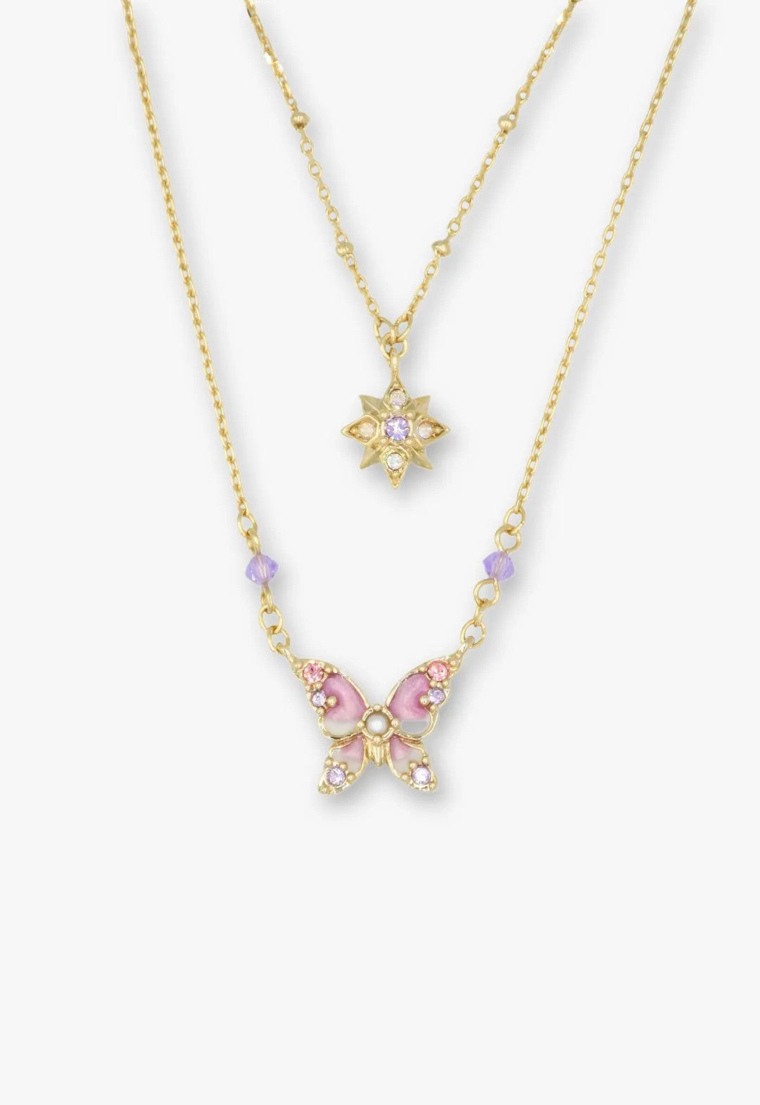 Shining Butterfly Necklace - Pink Gold