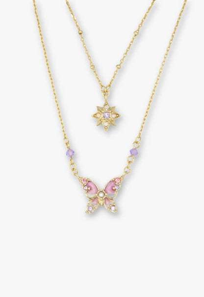 Shining Butterfly Necklace - Pink Gold