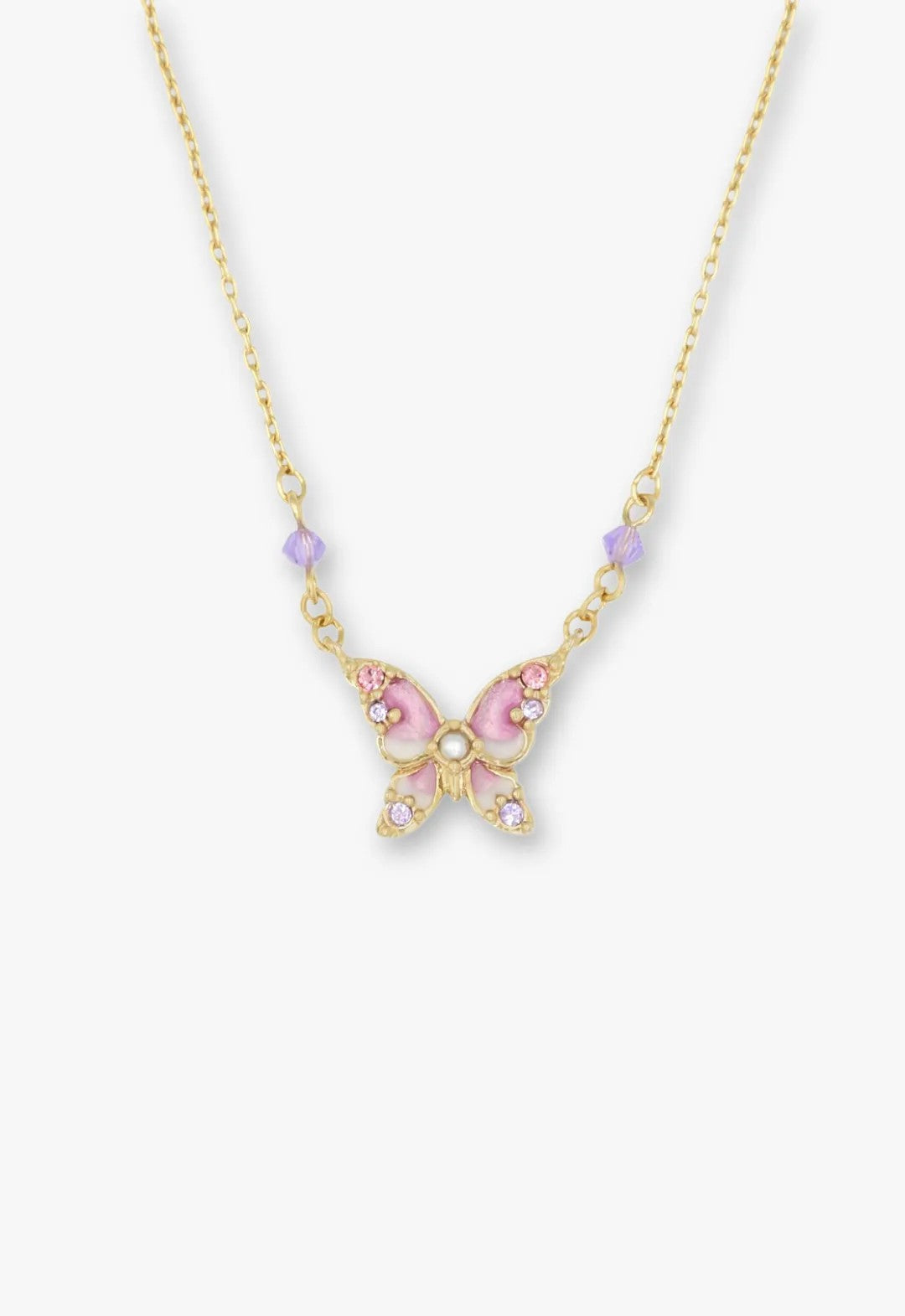 Shining Butterfly Necklace - Pink Gold