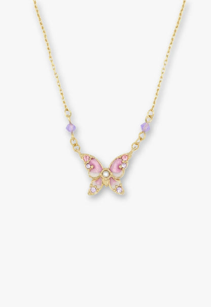 Shining Butterfly Necklace - Pink Gold