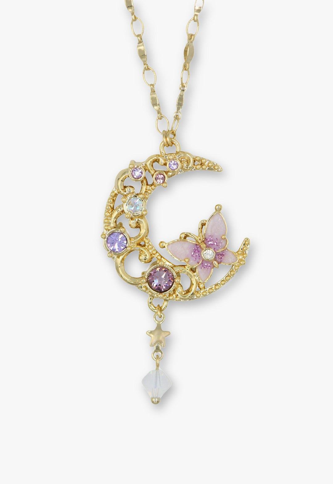 Enchanted Butterfly Moon Necklace - Gold