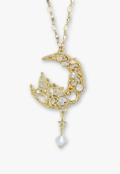 Enchanted Butterfly Moon Necklace - Gold