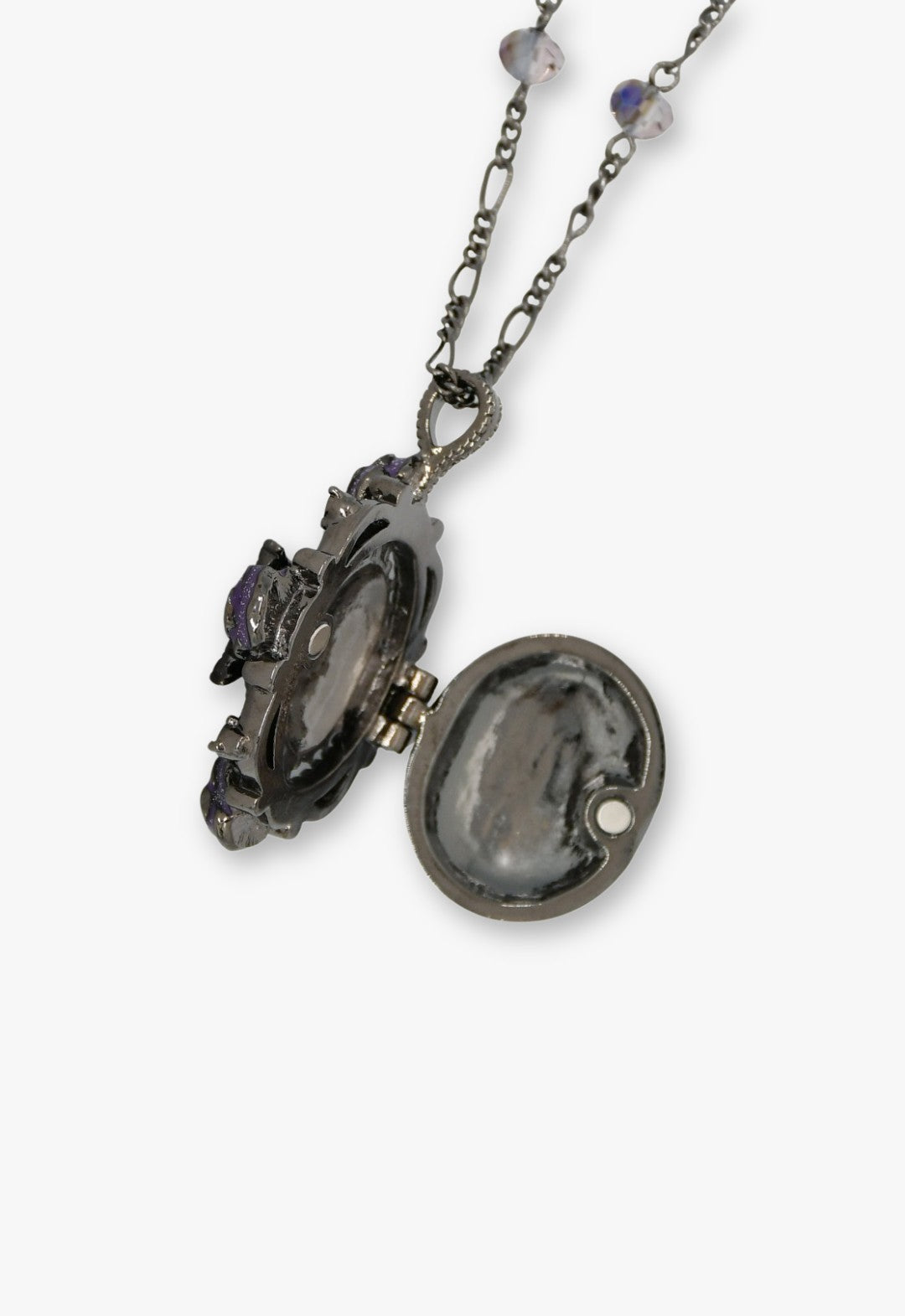 Butterfly Garden Locket Necklace - Gunmetal