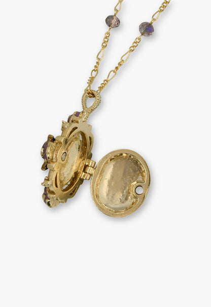 Butterfly Garden Locket Necklace - Gold